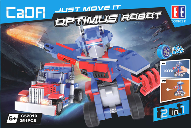 Klocki konstrukcyjne CaDA Optimus Robot Ciężarówka 2w1 Pull-back 251 elementów