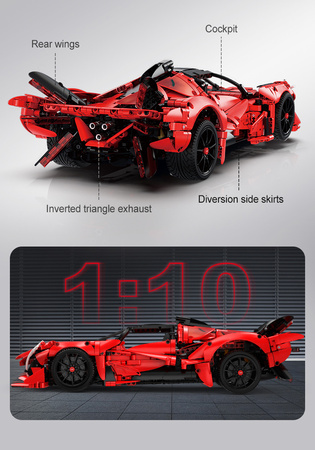 Klocki konstrukcyjne CaDA Duży samochód sportowy 47 cm auto APE Supercar 1823 elementy