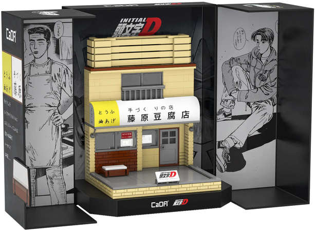 Klocki konstrukcyjne CaDA Budynek Sklep Fujiwara Tofu Store Initial D 412 elementów Światło LED