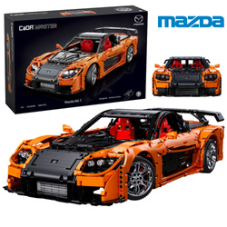 Klocki konstrukcyjne CaDA Zdalnie sterowane auto 56 cm pomarańczowy samochód pojazd wyścigówka Mazda RX-7 3305 elementów RC