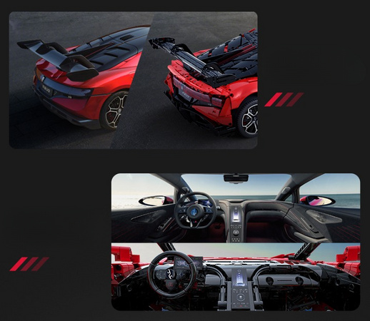 Klocki konstrukcyjne CaDA wyścigówka Samochód wyścigowy zdalnie sterowany Aplikacją Klocki BYD YangWang U9 Auto sportowe 3671 elementów