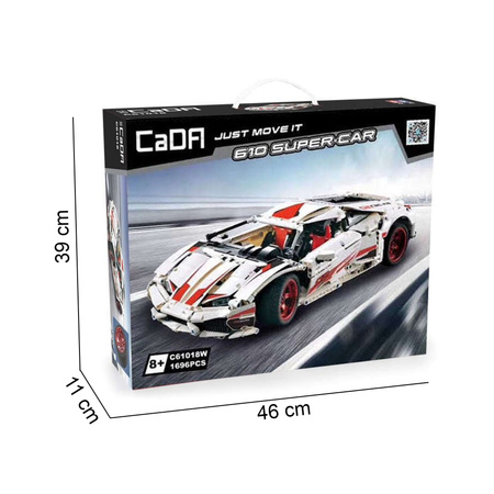 Klocki konstrukcyjne CaDA Duże auto sportowe 49 cm biały Super Car Samochód 1696 elementów