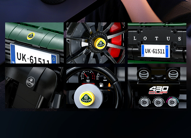 Klocki konstrukcyjne CaDA Samochód 54 cm autko miejskie Lotus Exige Cup 430 ciemnozielony Pojazd 3730 elementów