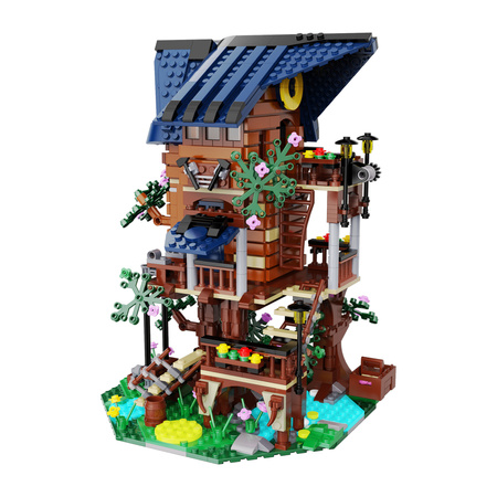 Klocki konstrukcyjne CaDA Zestaw Cztery Pory Roku Świecący domek na drzewie 1155 elementów światło LED