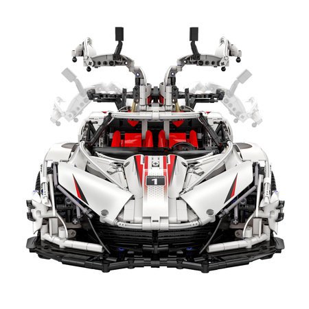 Klocki Konstrukcyjne CaDA Zdalnie sterowane duże auto sportowe 60 cm 1:8 Biała wyścigówka Samochód wyścigowy RC 4449 elementów
