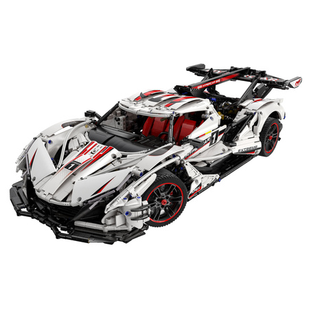 Klocki Konstrukcyjne CaDA Zdalnie sterowane duże auto sportowe 60 cm 1:8 Biała wyścigówka Samochód wyścigowy RC 4449 elementów