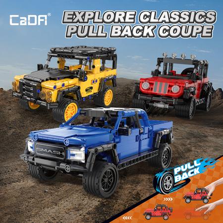 Klocki konstrukcyjne CaDA Pojazd terenowy Defender Auto Off-Roader Samochód terenówka z napędem pull back 389 elementów
