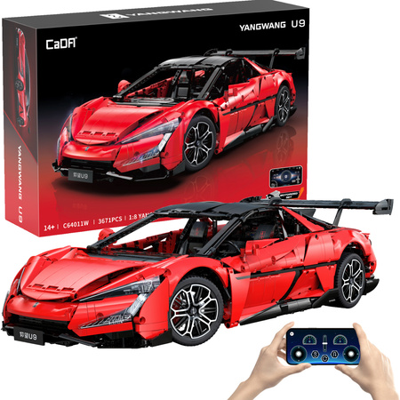 Klocki konstrukcyjne CaDA wyścigówka Samochód wyścigowy zdalnie sterowany Aplikacją Klocki BYD YangWang U9 Auto sportowe 3671 elementów