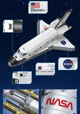 Klocki konstrukcyjne CaDA Master NASA model prom kosmiczny Discovery Space Shuttle 1827 elementów 