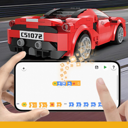 Klocki konstrukcyjne CaDA Zdalnie sterowane auto 20 cm czerwony samochód 488 Race Car 306 elementów RC Dual Mode