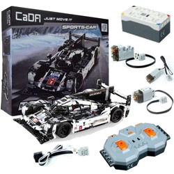 CaDA Klocki Technic pojazd wyścigowy Le Mans replika 919 Porsche 1586 el. C61016W + Power System Pro do zdalnego sterowania pojazdu