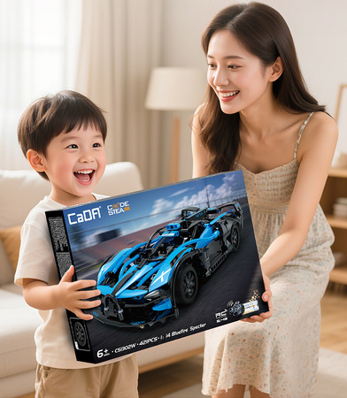 Klocki konstrukcyjne CaDA wyścigówka Samochód wyścigowy zdalnie sterowany Bluefire Specter Auto sportowe 421 elementów RC