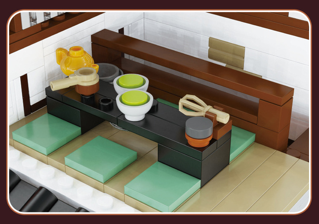 Klocki Konstrukcyjne CaDA Budynek Izakaya gospoda w japońskim stylu światło LED 1195 elementów C66019W