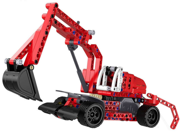 Klocki CaDa Technic Zestaw pojazdów 2w1 Śmieciarka i Koparka Pull Back 536 elementów