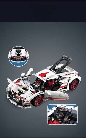 Klocki konstrukcyjne CaDA Duże auto sportowe 49 cm biały Super Car Samochód 1696 elementów