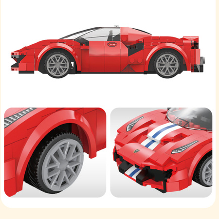 Klocki konstrukcyjne CaDA Zdalnie sterowane auto 20 cm czerwony samochód 488 Race Car 306 elementów RC Dual Mode