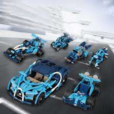 Klocki CaDA 6w1 zestaw klocków konstrukcyjnych Blue Phantom Niebieski pojazd kaskaderski 509 elementów Samochód Auto Motor Motocykl Napęd pull-back STEAM