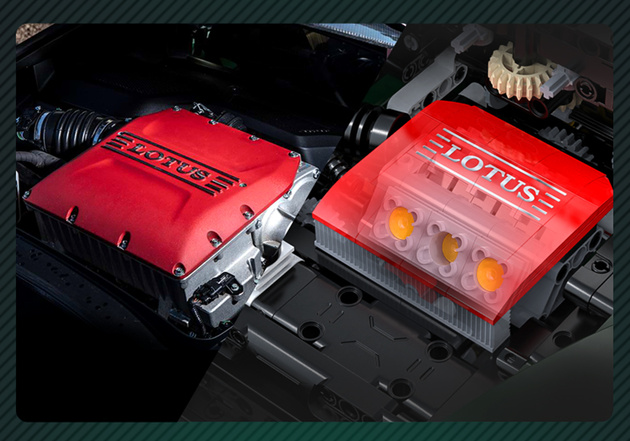 Klocki konstrukcyjne CaDA Samochód 54 cm autko miejskie Lotus Exige Cup 430 ciemnozielony Pojazd 3730 elementów