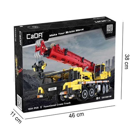 Klocki Konstrukcyjne CaDA Wielka Ciężarówka z Ruchomym Dźwigiem Żuraw Crane Truck 1831 elementów