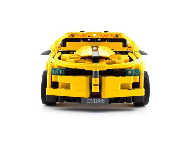 Klocki konstrukcyjne CaDA Hi-Tech Zdalnie sterowana Wyścigówka samochód żółty Auto Sportowe 30 cm Sportscar 419 elementów RC