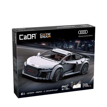 Klocki konstrukcyjne CaDA wyścigówka Samochód wyścigowy zdalnie sterowany Audi R8 Coupe Auto sportowe 536 elementów RC