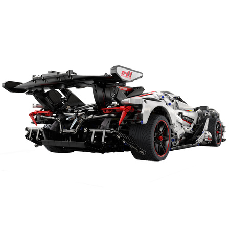 Klocki Konstrukcyjne CaDA Zdalnie sterowane duże auto sportowe 60 cm 1:8 Biała wyścigówka Samochód wyścigowy RC 4449 elementów