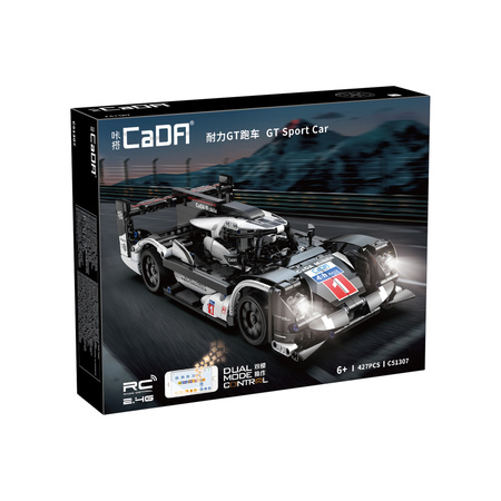 Klocki konstrukcyjne CaDA Zdalnie sterowane duże auto sportowe 31 cm Samochód GT Sport Car 427 elementów RC Światło LED Dual Mode