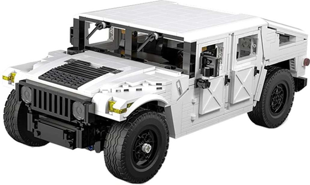 Klocki konstrukcyjne CaDA Zdalnie sterowane duże auto terenowe z napędem Power System Biały samochód Humvee Pojazd RC 1386 elementów