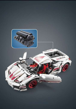 Klocki konstrukcyjne CaDA Duże auto sportowe 49 cm biały Super Car Samochód 1696 elementów