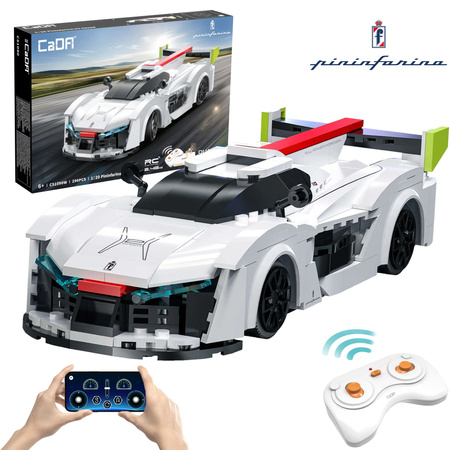 Klocki konstrukcyjne CaDA Samochód zdalnie sterowany Auto wyścigowe 20 cm Biały Pininfarina H2 Speed Pojazd 296 elementów RC Dual Mode