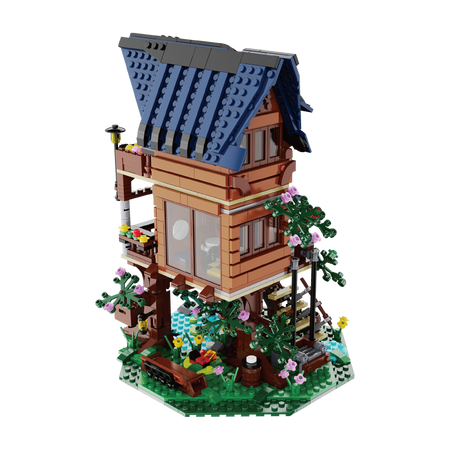 Klocki konstrukcyjne CaDA Zestaw Cztery Pory Roku Świecący domek na drzewie 1155 elementów światło LED