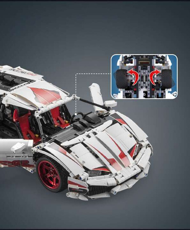 Klocki konstrukcyjne CaDA Duże auto sportowe 49 cm biały Super Car Samochód 1696 elementów