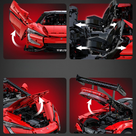 Klocki konstrukcyjne CaDA wyścigówka Samochód wyścigowy zdalnie sterowany Aplikacją Klocki BYD YangWang U9 Auto sportowe 3671 elementów