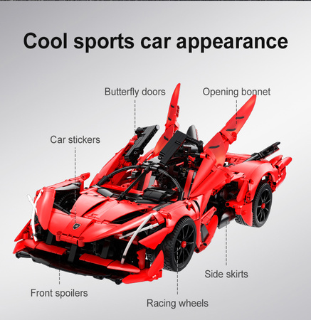 Klocki konstrukcyjne CaDA Duży samochód sportowy 47 cm auto APE Supercar 1823 elementy