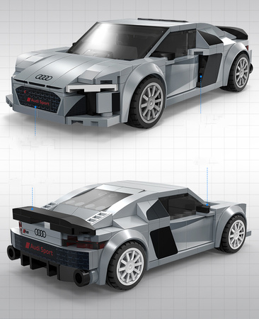 Klocki konstrukcyjne CaDA wyścigówka Samochód wyścigowy Audi R8 Coupe Auto sportowe 199 elementów