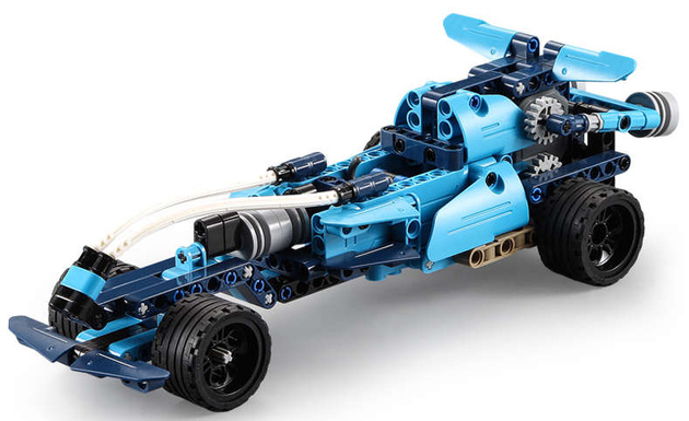 Klocki CaDA 6w1 zestaw klocków konstrukcyjnych Blue Phantom Niebieski pojazd kaskaderski 509 elementów Samochód Auto Motor Motocykl Napęd pull-back STEAM