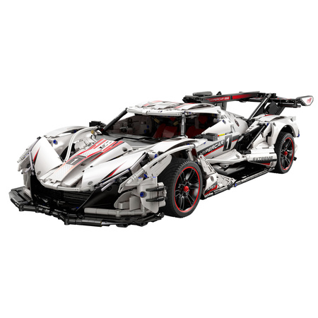 Klocki Konstrukcyjne CaDA Zdalnie sterowane duże auto sportowe 60 cm 1:8 Biała wyścigówka Samochód wyścigowy RC 4449 elementów