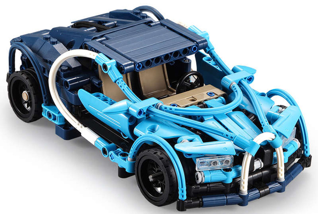Klocki CaDA 6w1 zestaw klocków konstrukcyjnych Blue Phantom Niebieski pojazd kaskaderski 509 elementów Samochód Auto Motor Motocykl Napęd pull-back STEAM