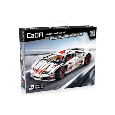 Klocki konstrukcyjne CaDA Duże auto sportowe 49 cm biały Super Car Samochód 1696 elementów