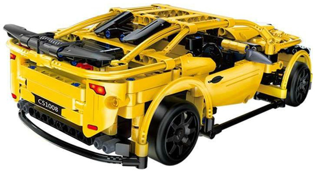 Klocki konstrukcyjne CaDA Hi-Tech Zdalnie sterowana Wyścigówka samochód żółty Auto Sportowe 30 cm Sportscar 419 elementów RC