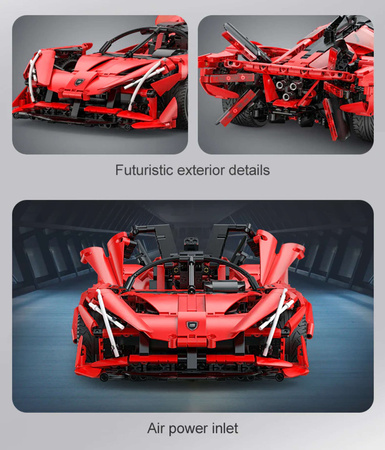 Klocki konstrukcyjne CaDA Zdalnie sterowany duży samochód sportowy 47 cm Auto z napędem Power System Pro APE Supercar Światło LED RC 1823 elementy