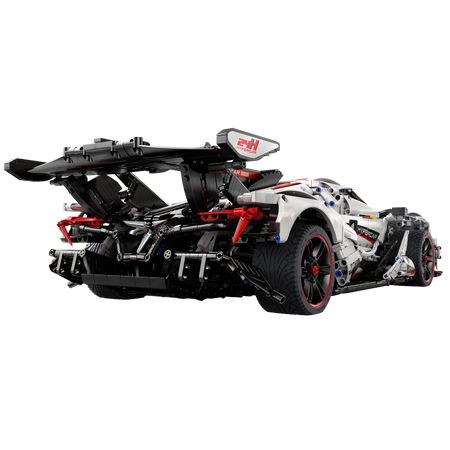 Klocki Konstrukcyjne CaDA Zdalnie sterowane duże auto sportowe 60 cm 1:8 Biała wyścigówka Samochód wyścigowy RC 4449 elementów
