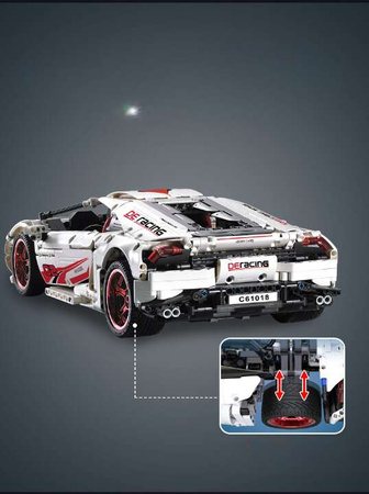 Klocki konstrukcyjne CaDA Duże auto sportowe 49 cm biały Super Car Samochód 1696 elementów