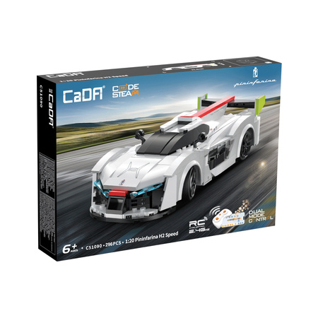 Klocki konstrukcyjne CaDA Samochód zdalnie sterowany Auto wyścigowe 20 cm Biały Pininfarina H2 Speed Pojazd 296 elementów RC Dual Mode