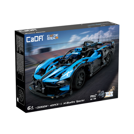 Klocki konstrukcyjne CaDA wyścigówka Samochód wyścigowy zdalnie sterowany Bluefire Specter Auto sportowe 421 elementów RC