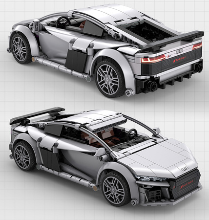 Klocki konstrukcyjne CaDA wyścigówka Samochód wyścigowy zdalnie sterowany Audi R8 Coupe Auto sportowe 536 elementów RC