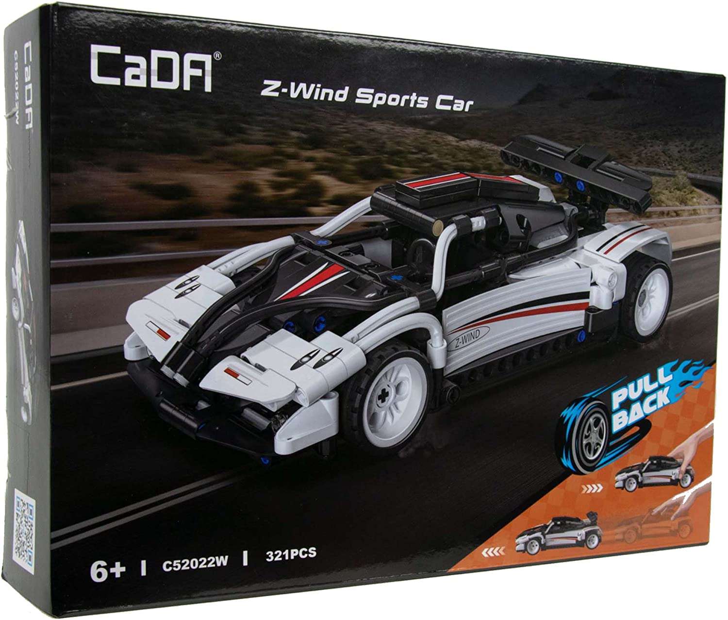 CADA Race Car Building Toys - Pull Back 321Pcs Z-Wind Sport Car Building  Brick Kit for 6 7 8 9 10 + Years Old Boys Kids Birthday Gifts, STEM Toy