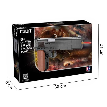 Cada C81012W Klocki Pistolet M1911 + 6 pocisków 332 elementy 