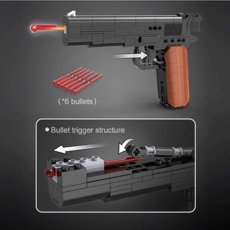 Cada C81012W Klocki Pistolet M1911 + 6 pocisków 332 elementy 