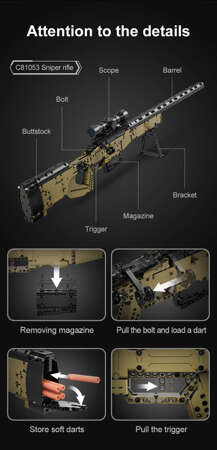 Cada C81053W klocki konstrukcyjne broń strzelający karabin snajperski 978 el.